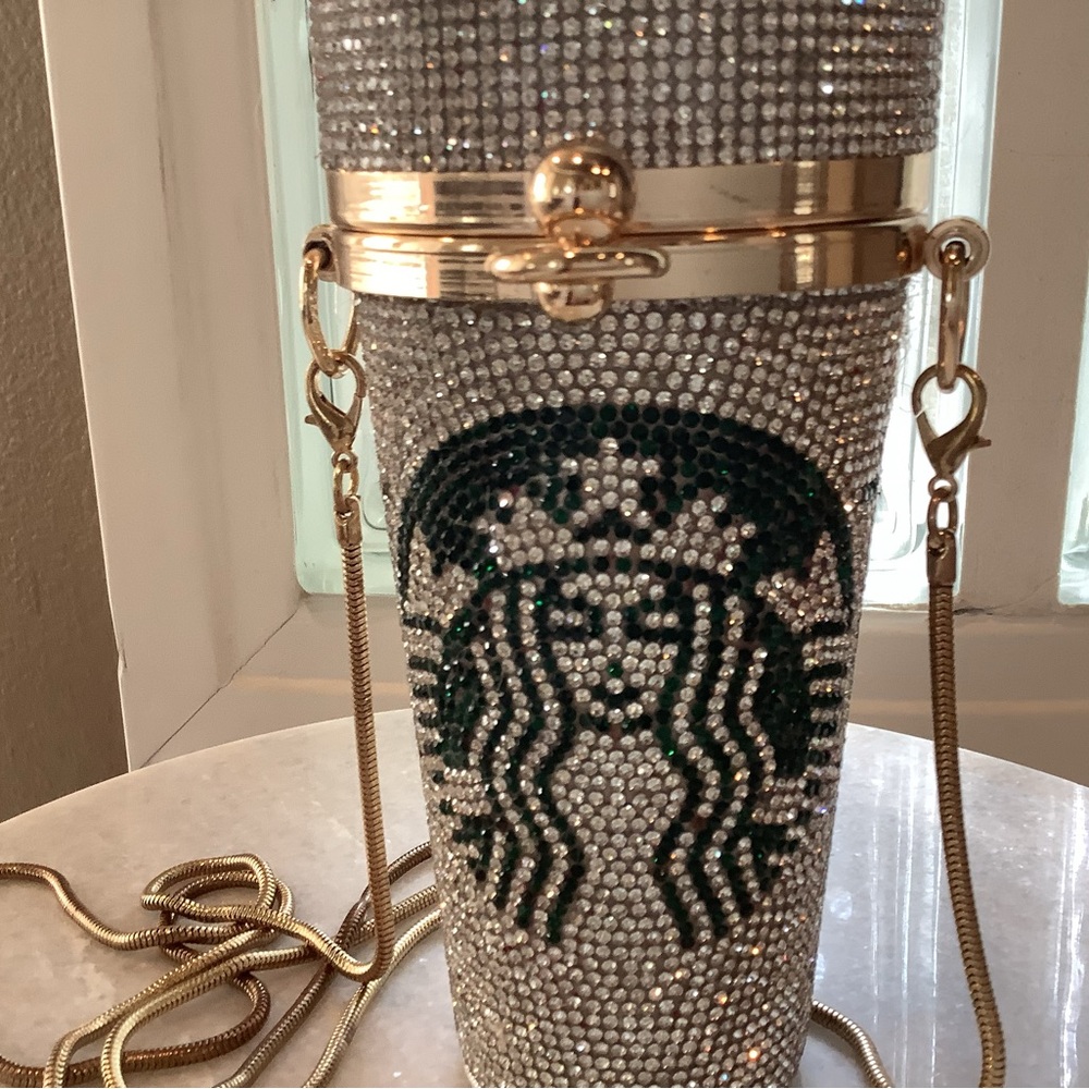 Starbucks Silver and Gold Rhinestone Shoulder Bag